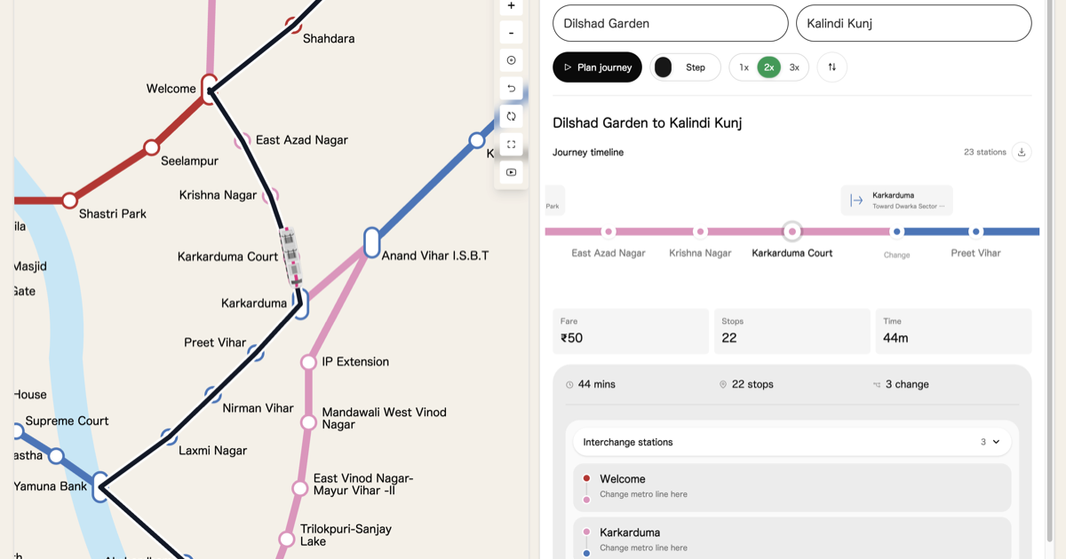 Delhi Metro route map and station-to-station planner